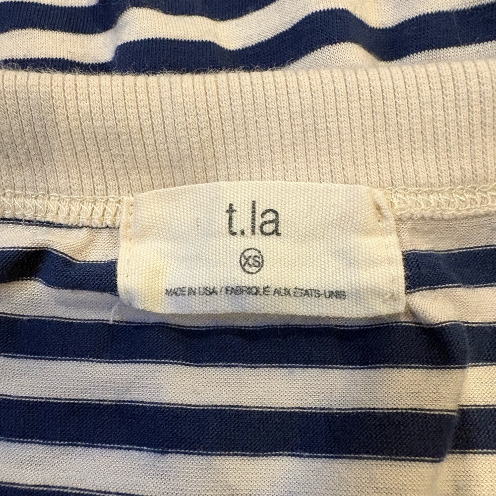 T.La Striped Knit Maxi Tank Dress Anthropologie Navy Cream Stripe Women’s XS - Picture 6 of 8